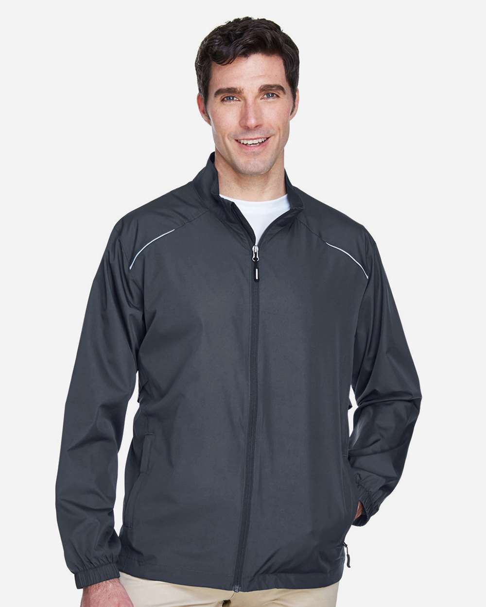 Charcoal gray men’s lightweight zip jacket classic fit of Ad It Up in Albuquerque