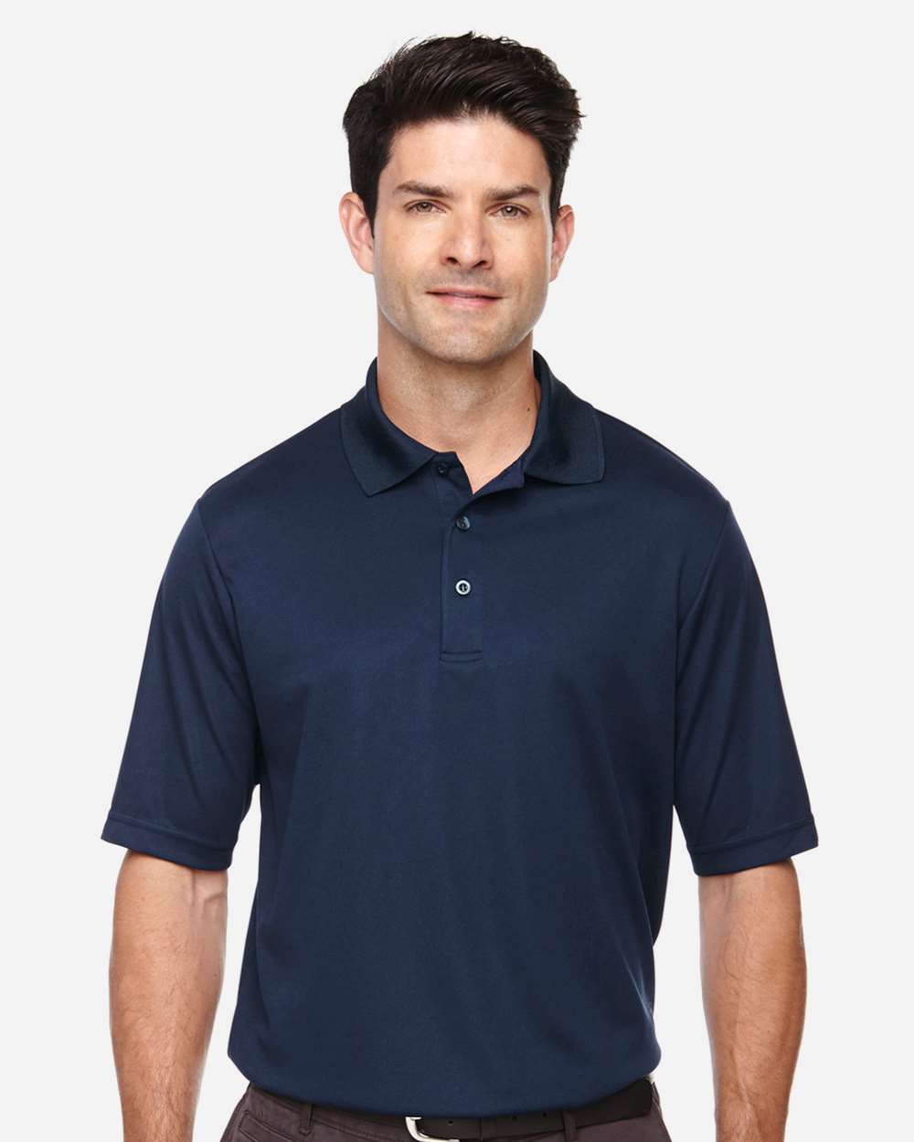 Navy blue men’s polo shirt short sleeve classic fit of Ad It Up in Albuquerque