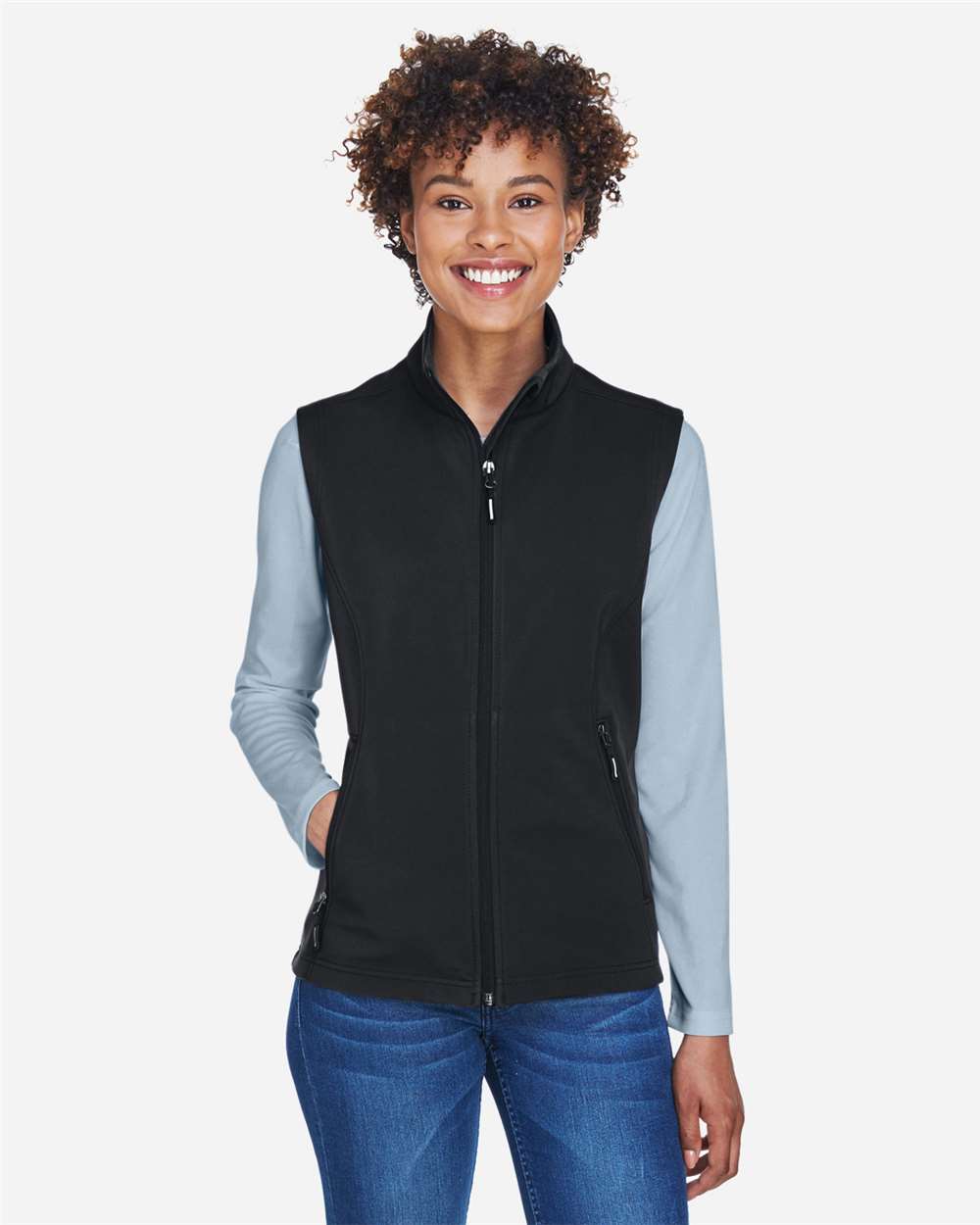 Black women’s softshell zip vest classic fit of Ad It Up in Albuquerque