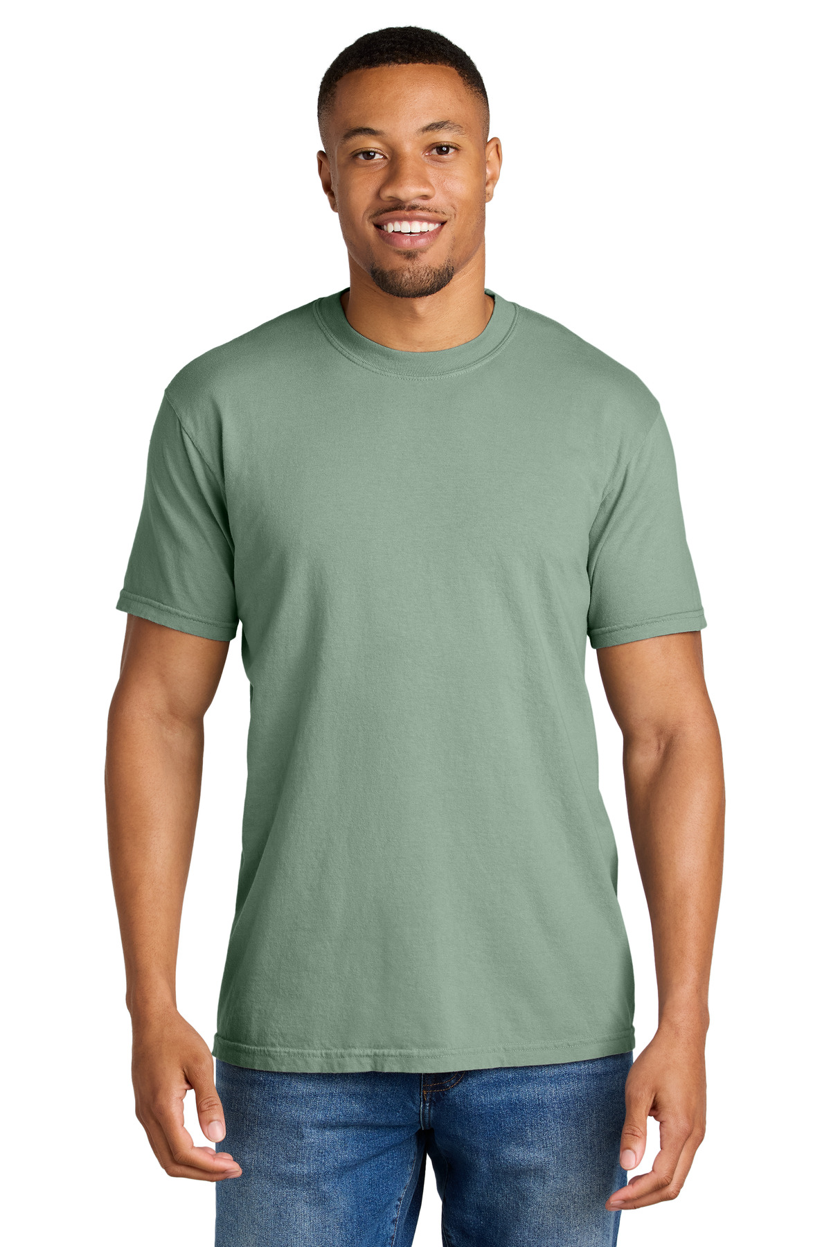 Sage green men’s t-shirt short sleeve classic fit of Ad It Up in Albuquerque