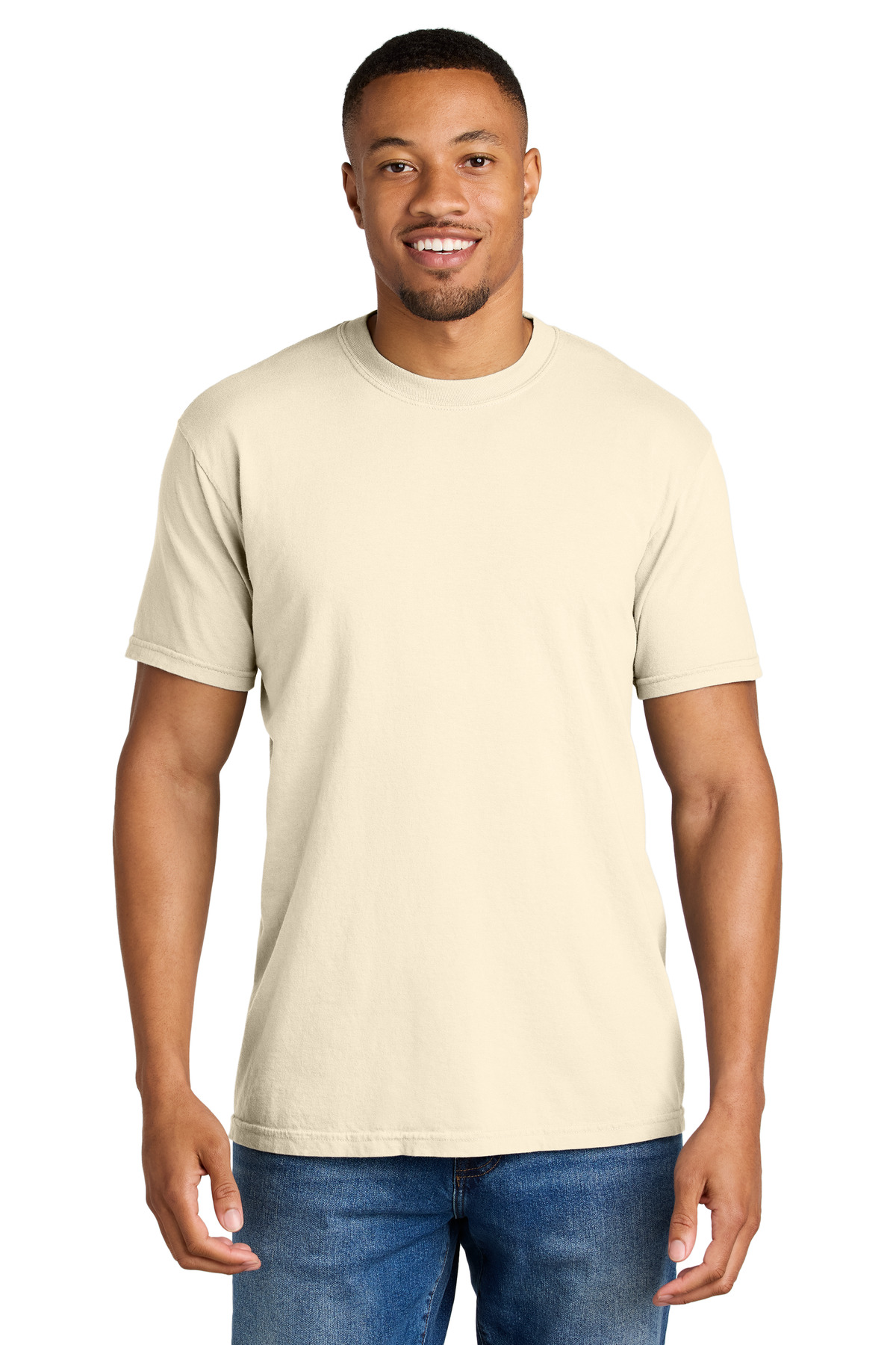 Cream beige men’s t-shirt short sleeve classic fit of Ad It Up in Albuquerque