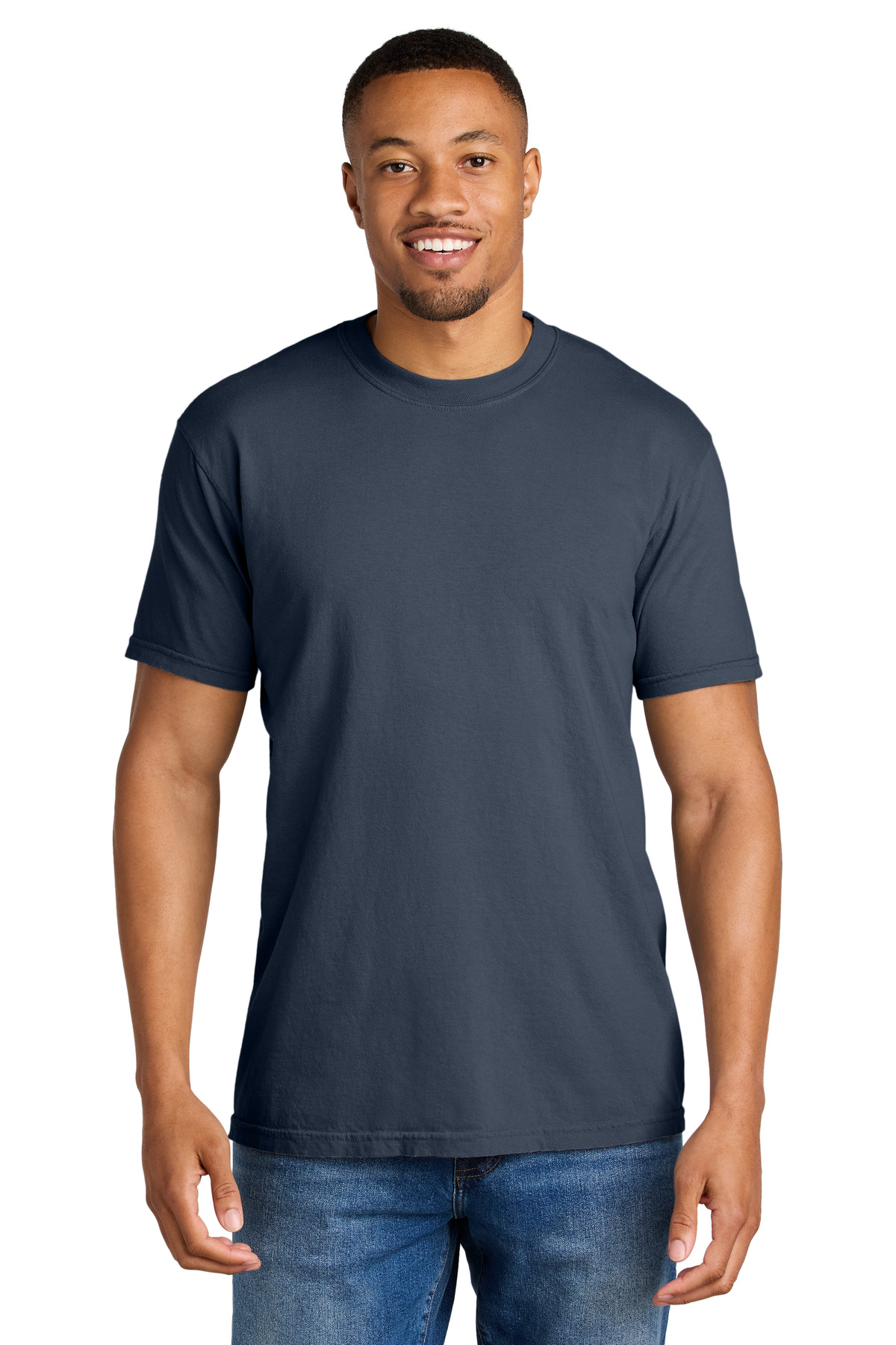 Navy blue men’s t-shirt short sleeve classic fit of Ad It Up in Albuquerque