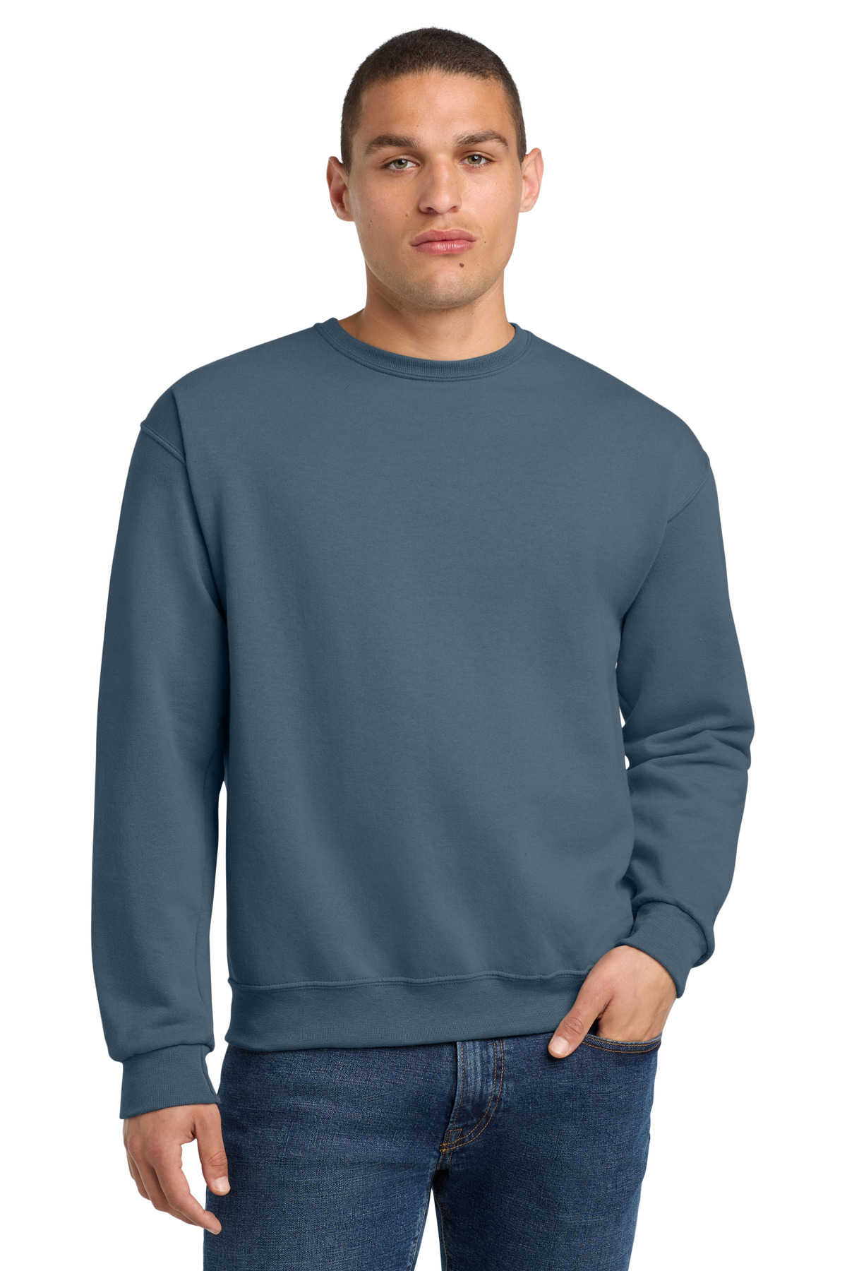 Slate blue crewneck sweatshirt classic fit of Ad It Up in Albuquerque