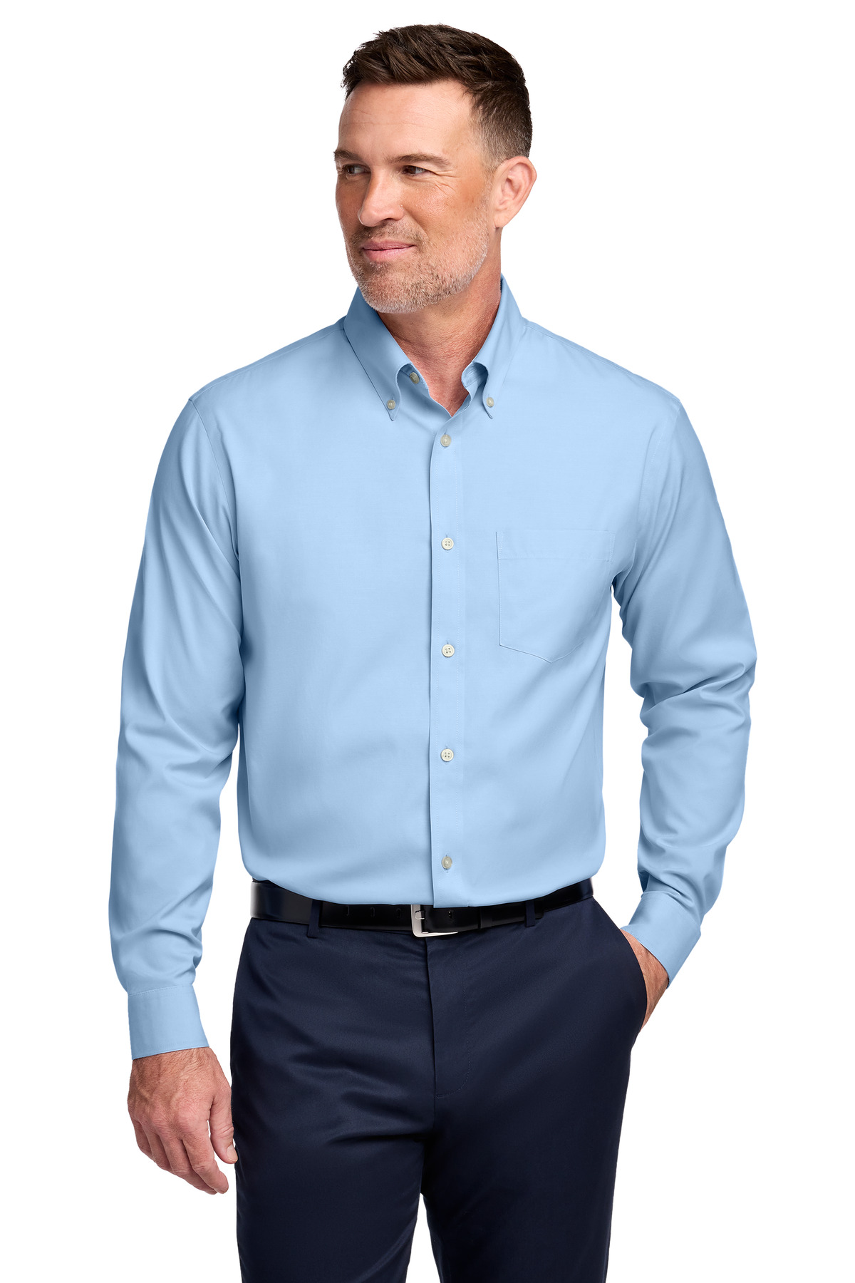 Light blue men’s dress shirt long sleeve business fit of Ad It Up in Albuquerque
