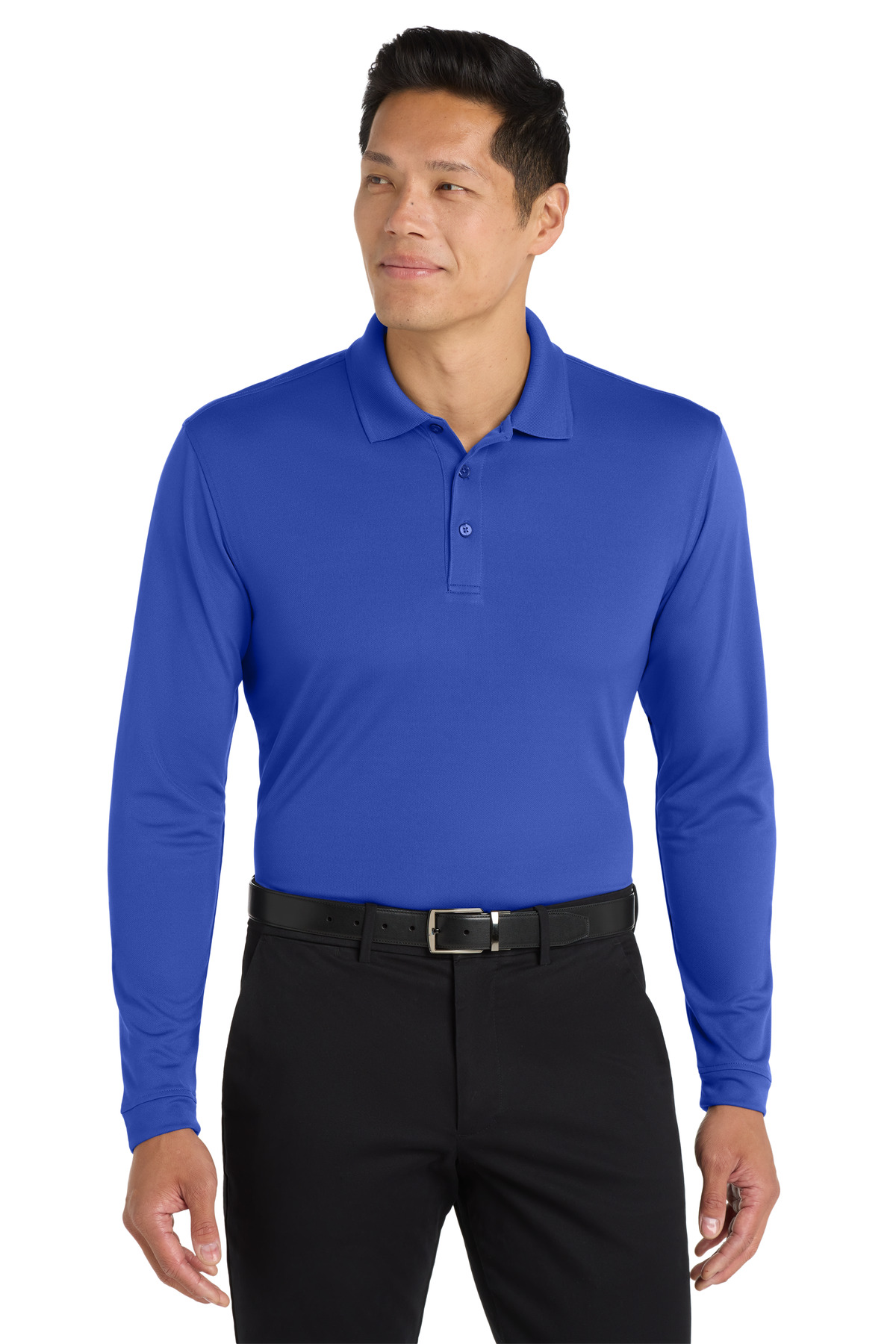 Royal blue men’s long sleeve polo shirt classic fit of Ad It Up in Albuquerque, New Mexico