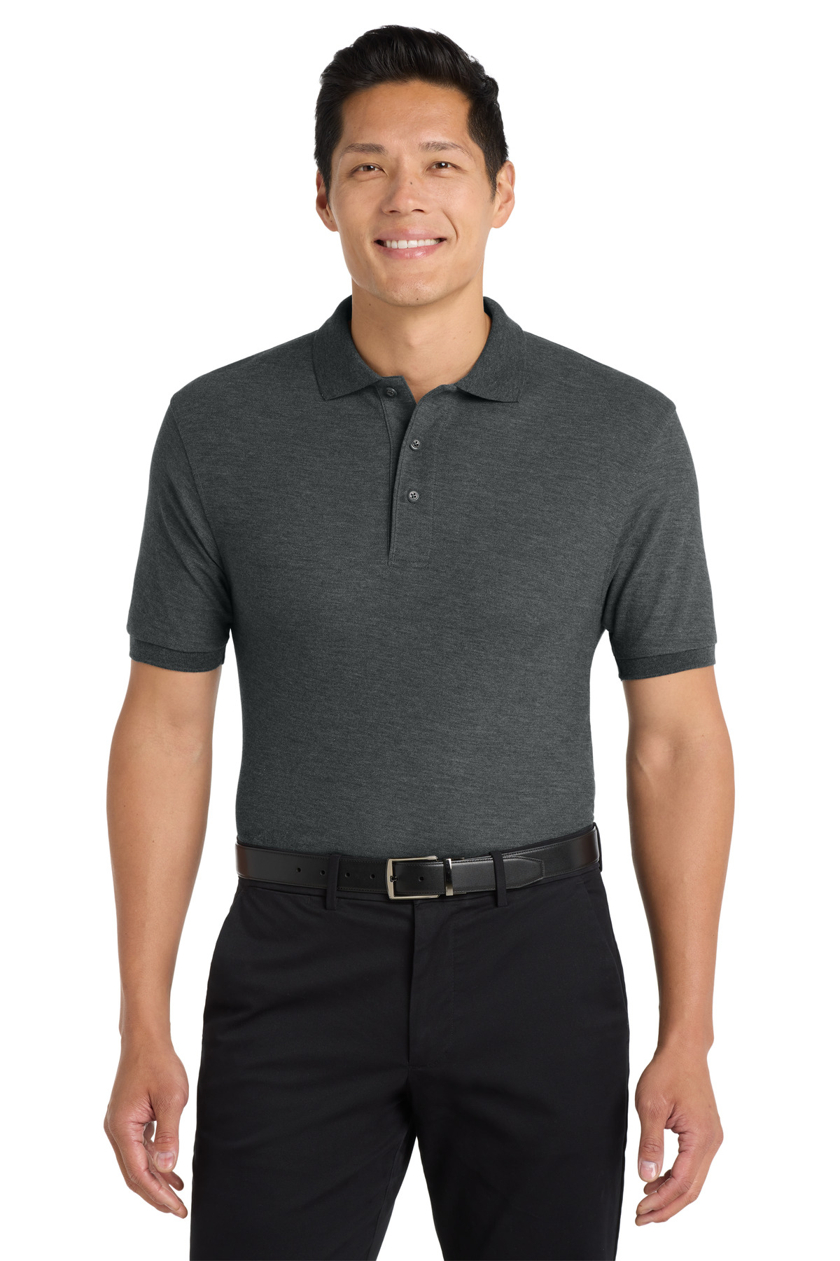 Dark gray men’s polo shirt short sleeve classic fit of Ad It Up in Albuquerque