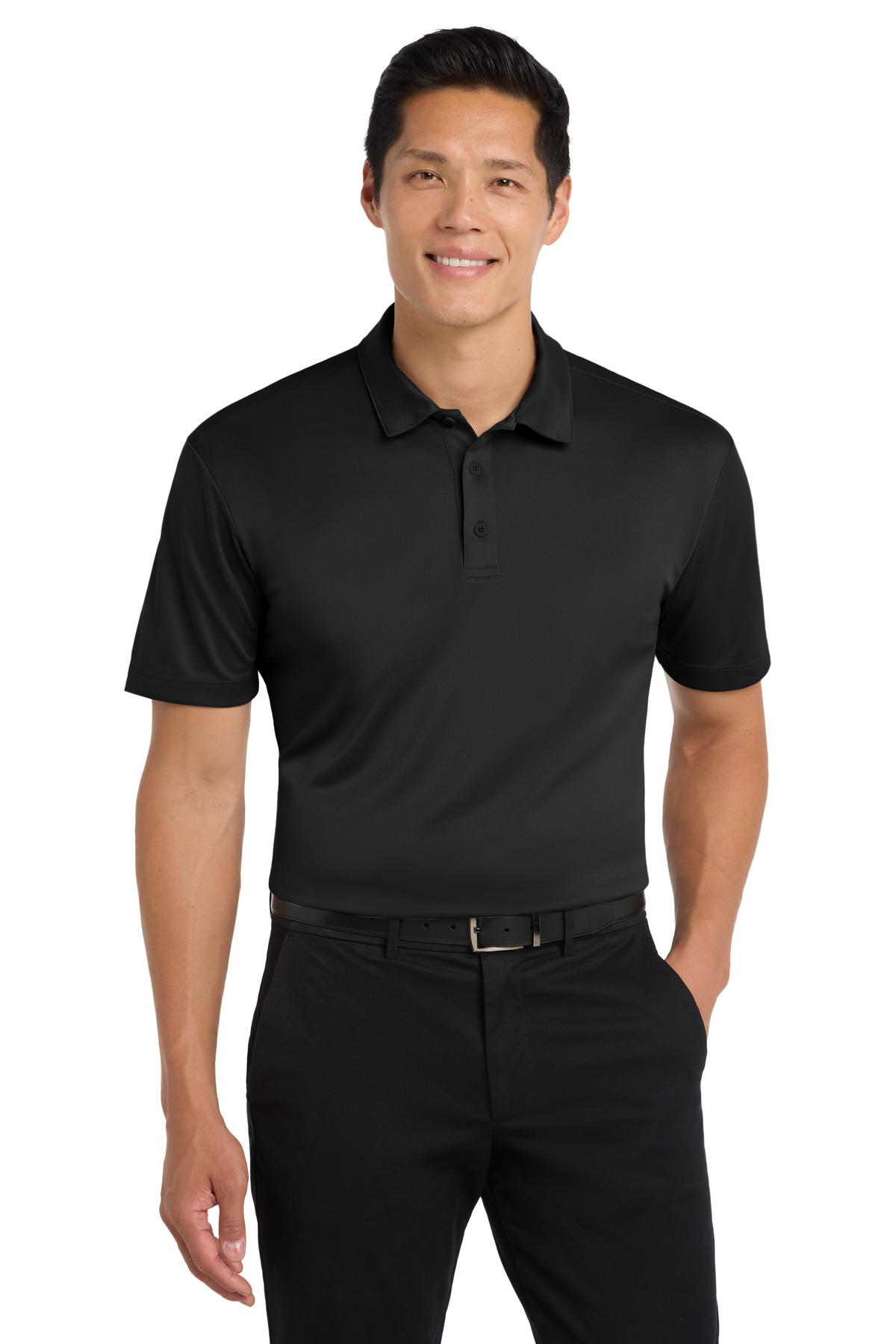 Black men’s polo shirt short sleeve classic fit of Ad It Up in Albuquerque