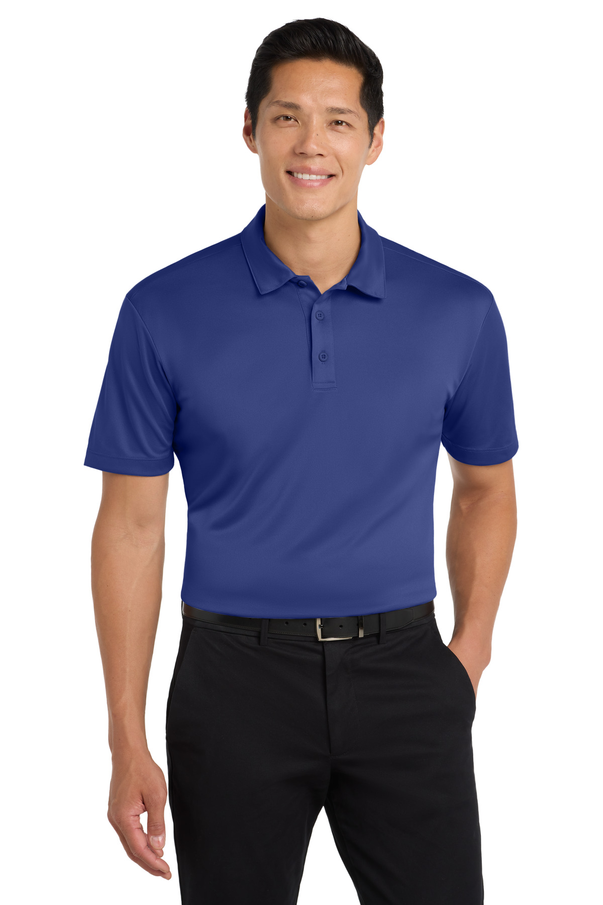Royal blue men’s polo shirt short sleeve classic fit of Ad It Up in Albuquerque