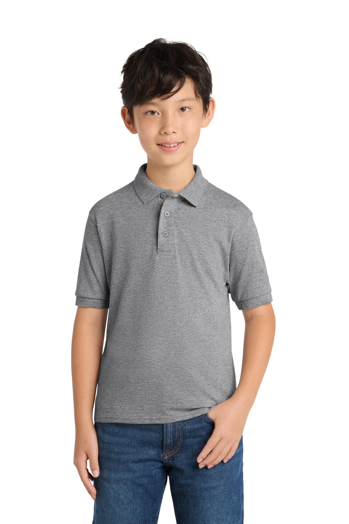 Kids light gray polo shirt short sleeve classic fit of Ad It Up in Albuquerque