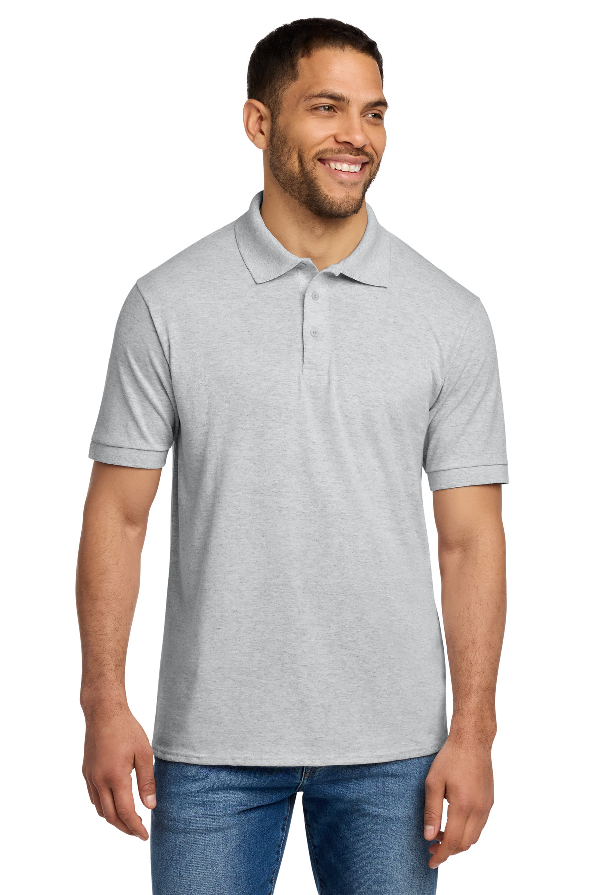 Light gray men’s polo shirt of Ad It Up in Albuquerque