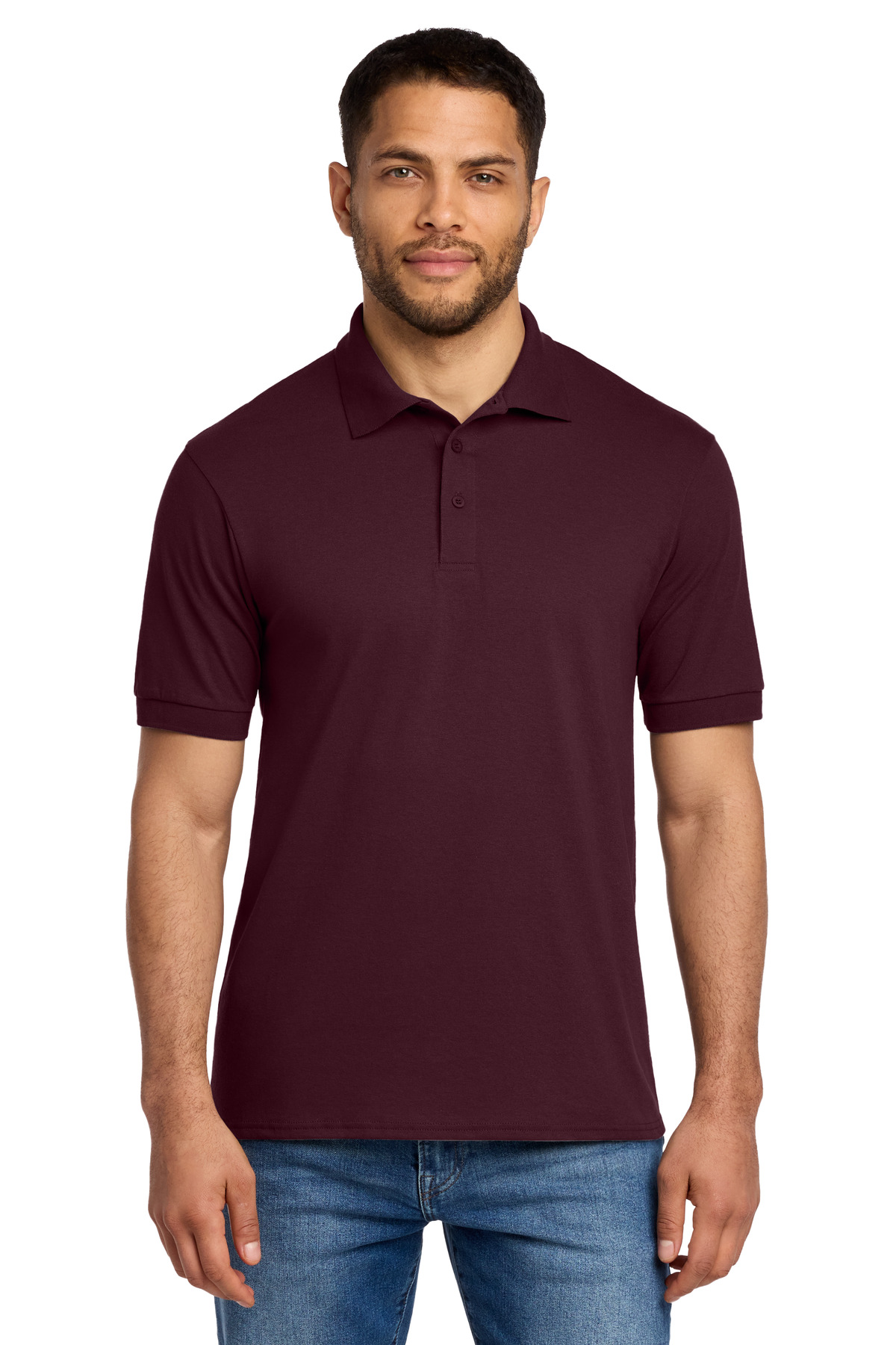 Maroon men’s polo shirt short sleeve classic fit of Ad It Up in Albuquerque