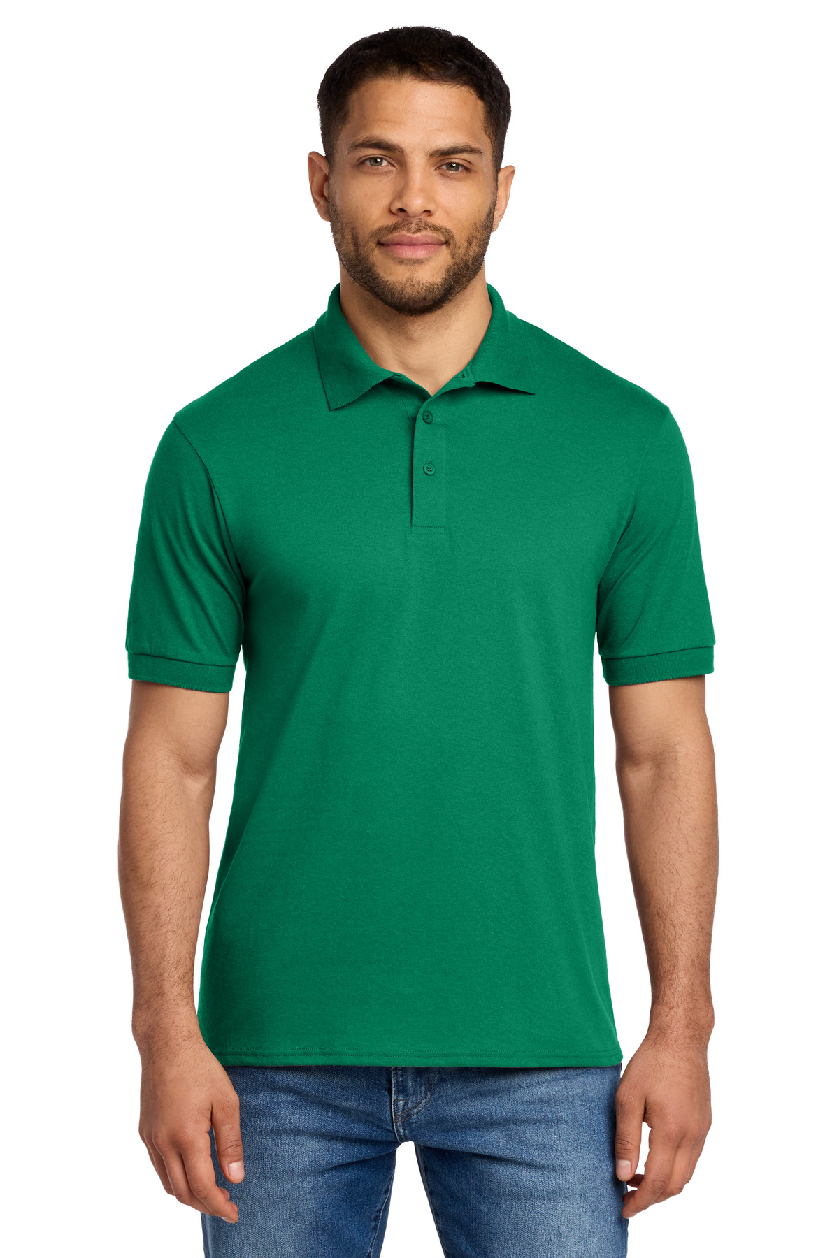 Green men’s polo shirt short sleeve classic fit of Ad It Up in Albuquerque