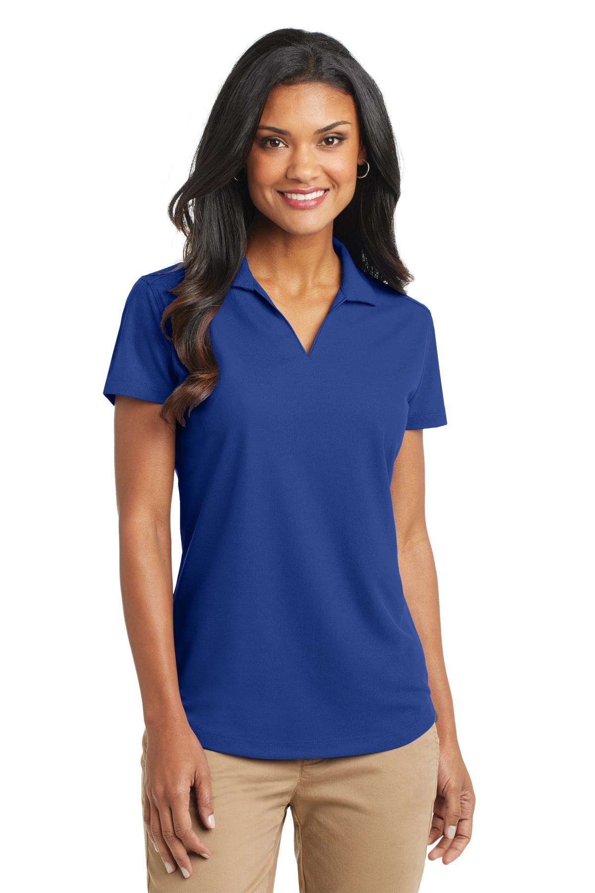 Royal blue women’s polo shirt short sleeve classic fit of Ad It Up in Albuquerque