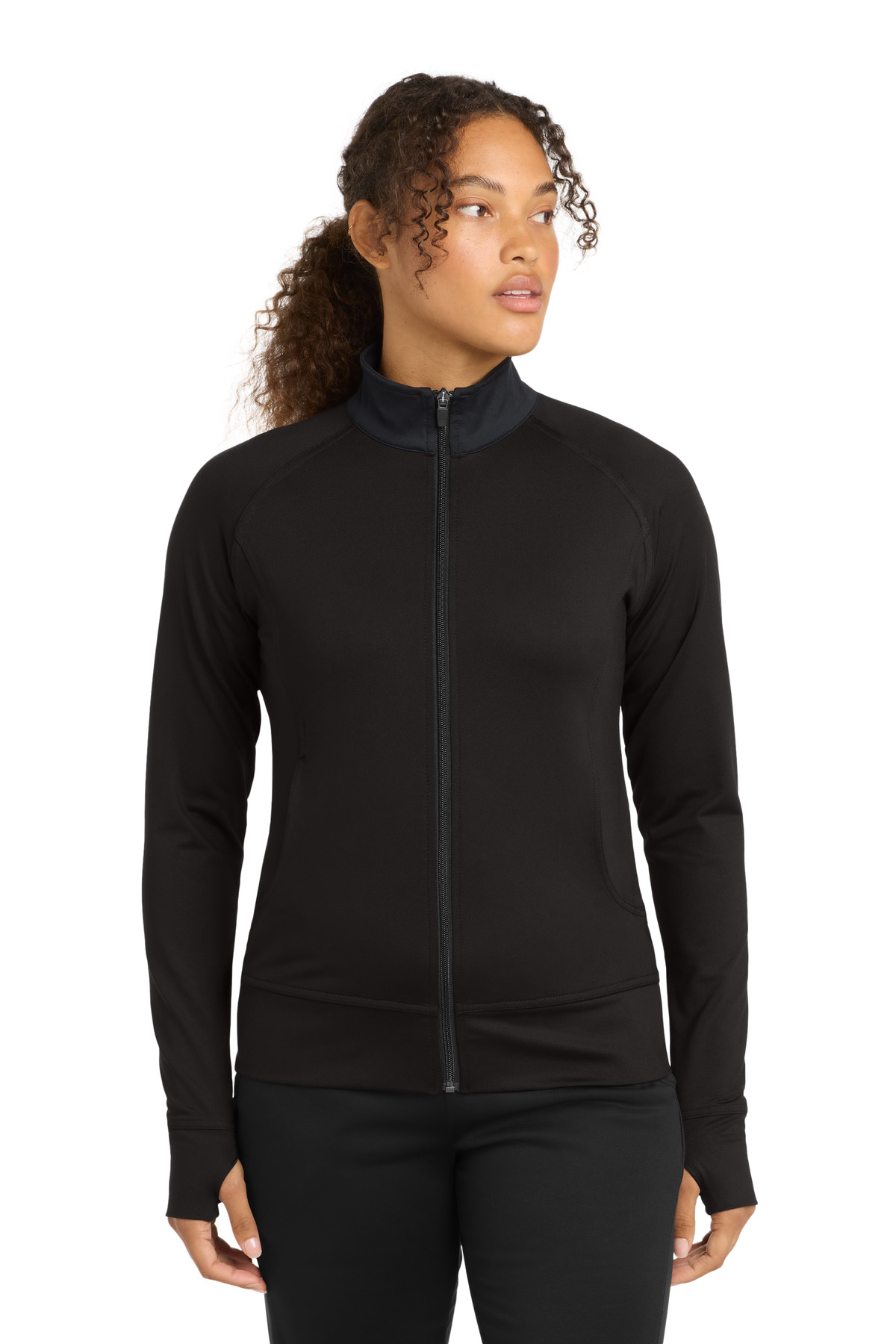 Black women’s full zip athletic jacket slim fit of Ad It Up in Albuquerque