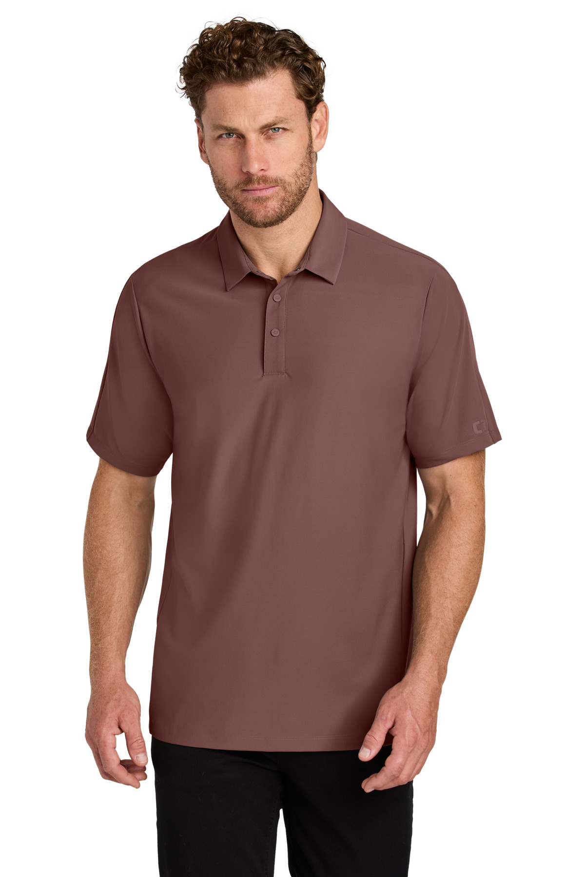 Brown men’s polo shirt short sleeve classic fit of Ad It Up in Albuquerque