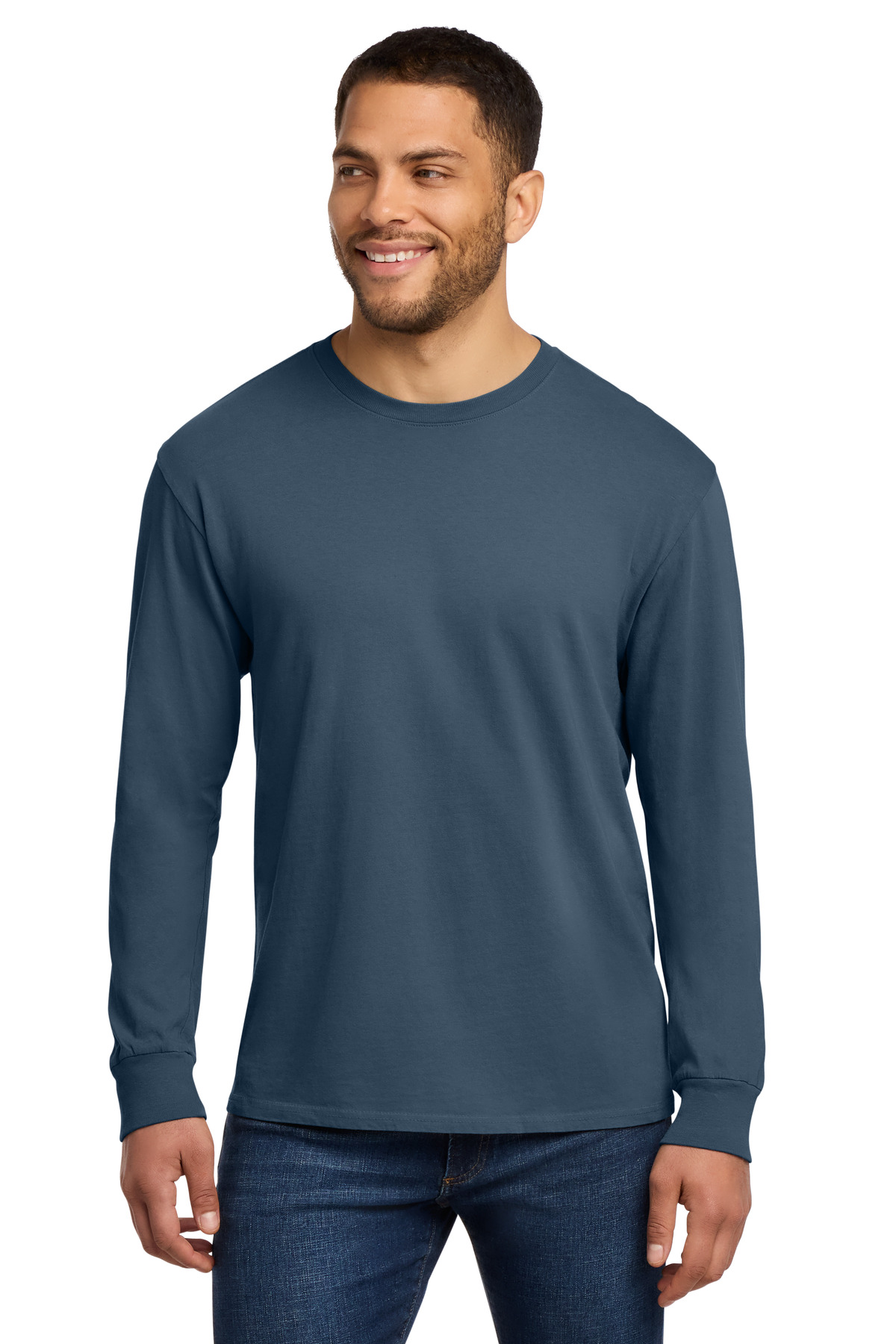 Blue men’s long sleeve t-shirt classic fit of Ad It Up tees in Albuquerque