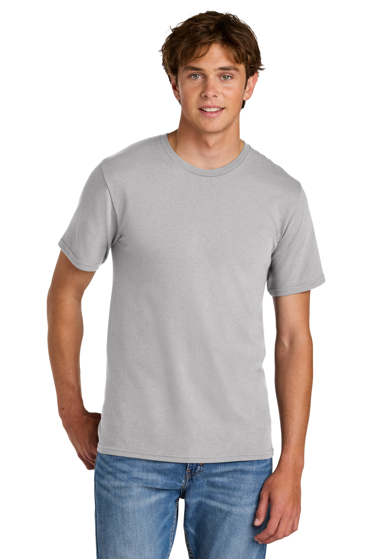 Light gray men’s t-shirt short sleeve classic fit of Ad It Up in Albuquerque
