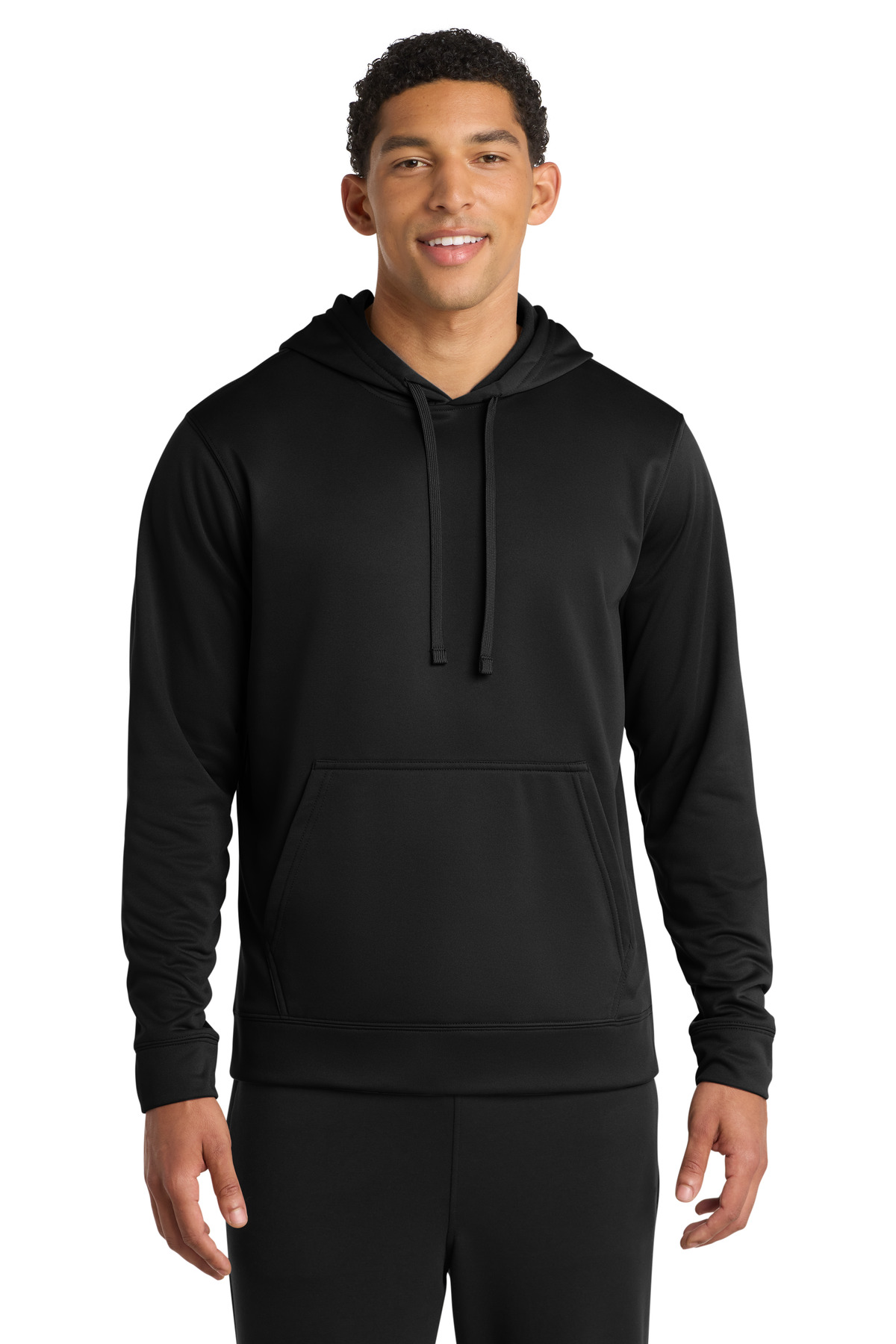 Black men’s hoodie pullover with front pocket of Ad It Up in Albuquerque