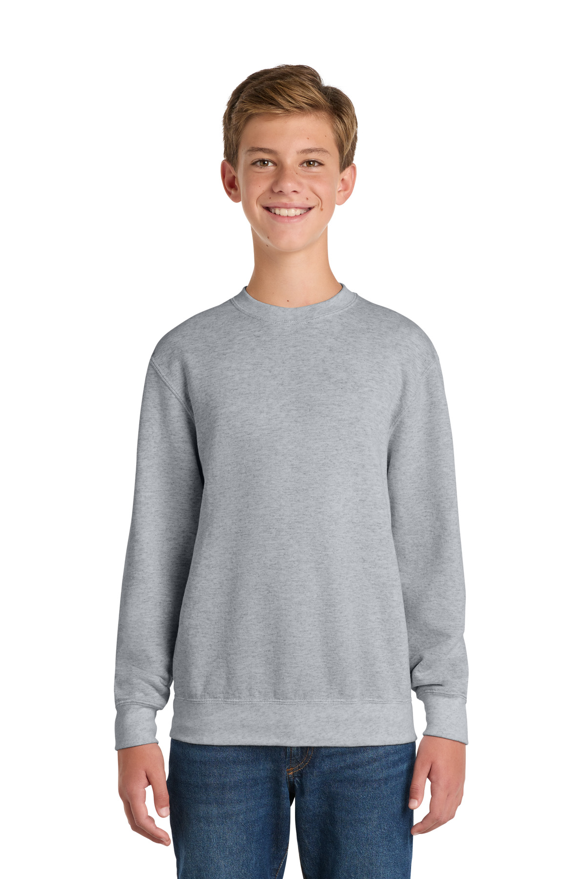 Kids light gray sweatshirt crew neck long sleeve of Ad It Up in Albuquerque