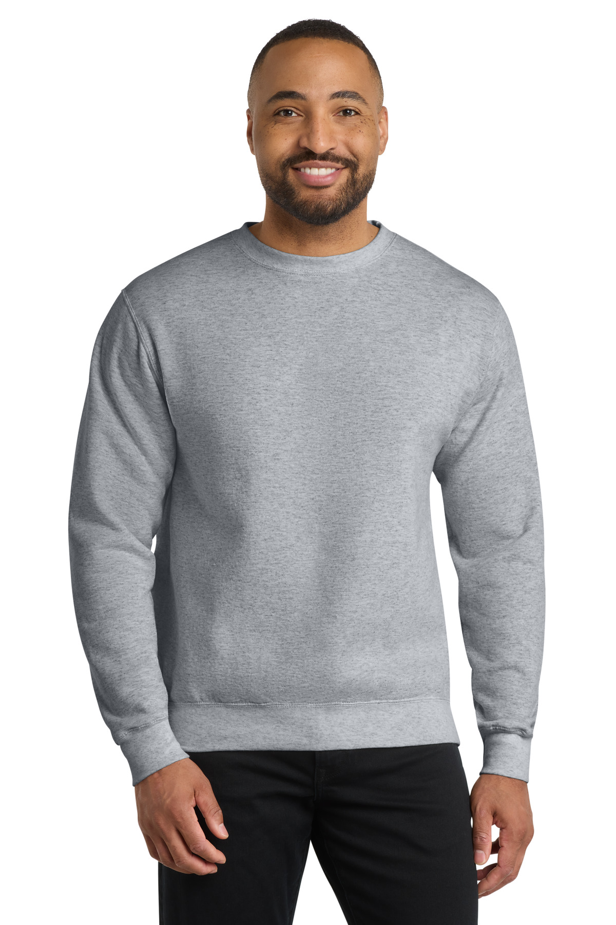 Light gray men’s sweatshirt crew neck long sleeve of Ad It Up in Albuquerque