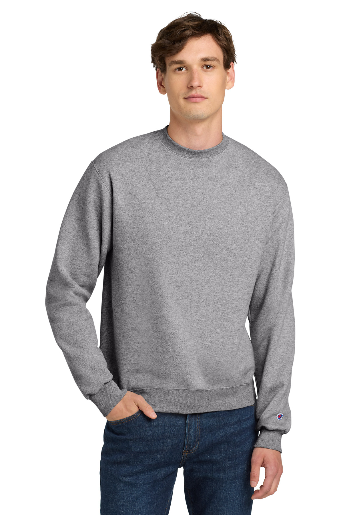 Heather gray crewneck sweatshirt classic fit of Ad It Up in Albuquerque