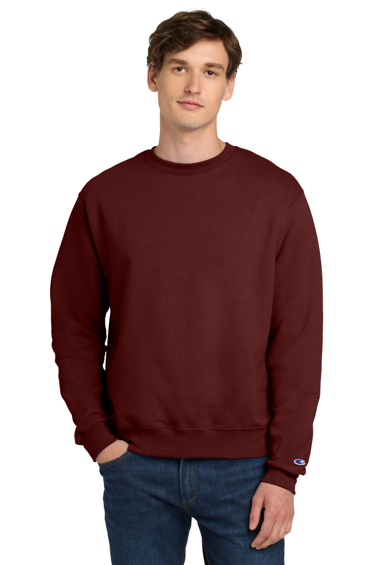 Burgundy crewneck sweatshirt classic fit of Ad It Up in Albuquerque