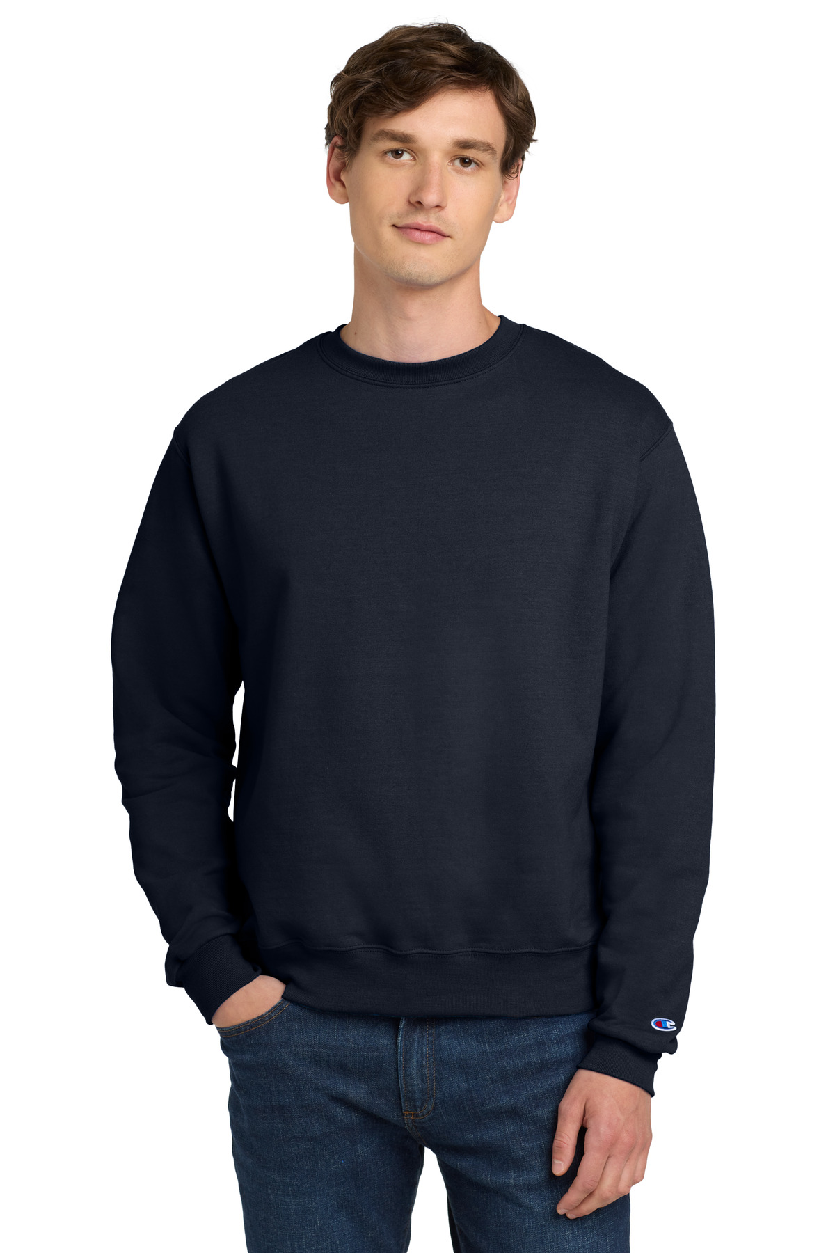 Navy blue crewneck sweatshirt classic fit of Ad It Up in Albuquerque