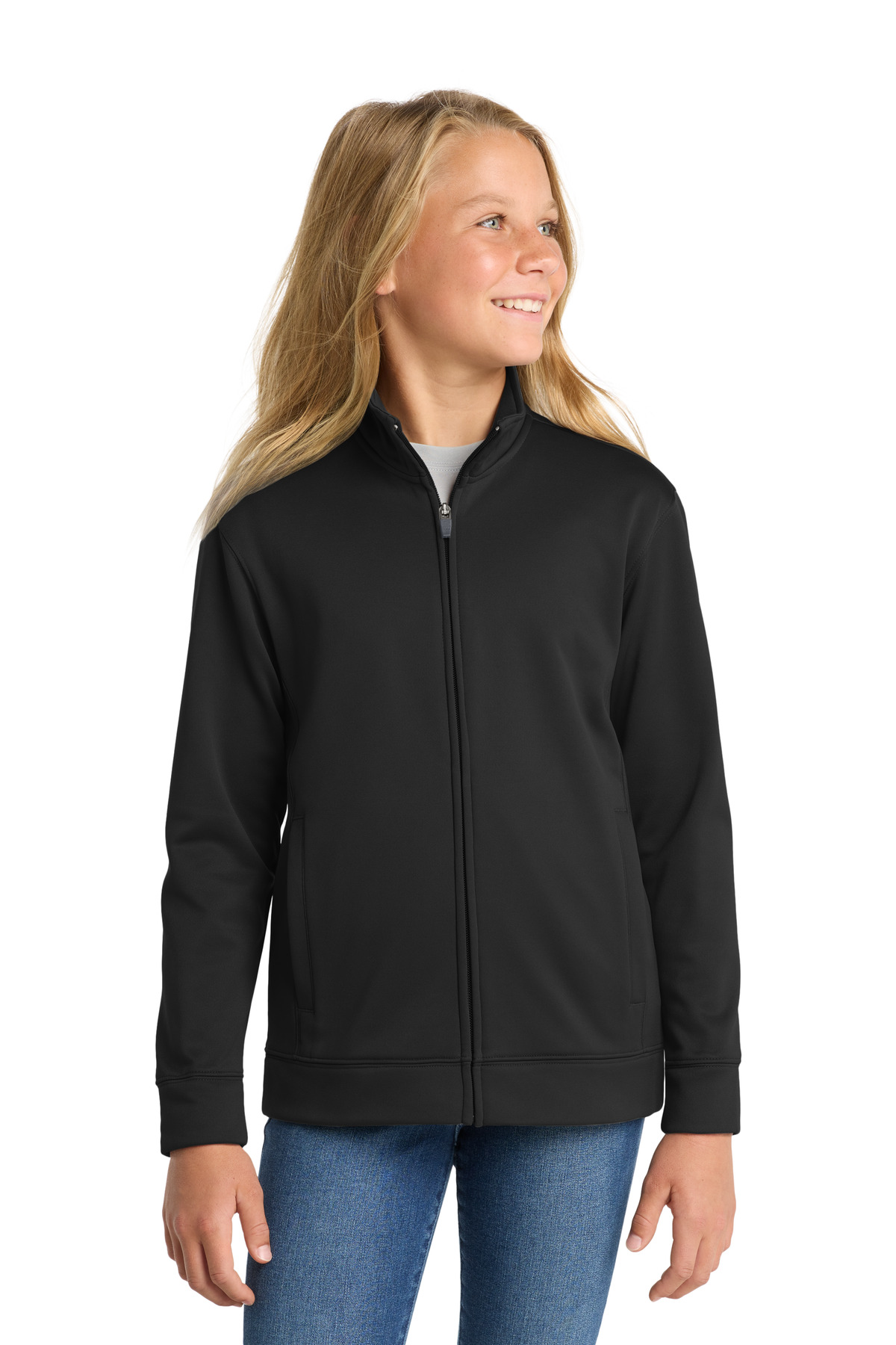 Black youth full zip fleece jacket classic fit of Ad It Up in Albuquerque